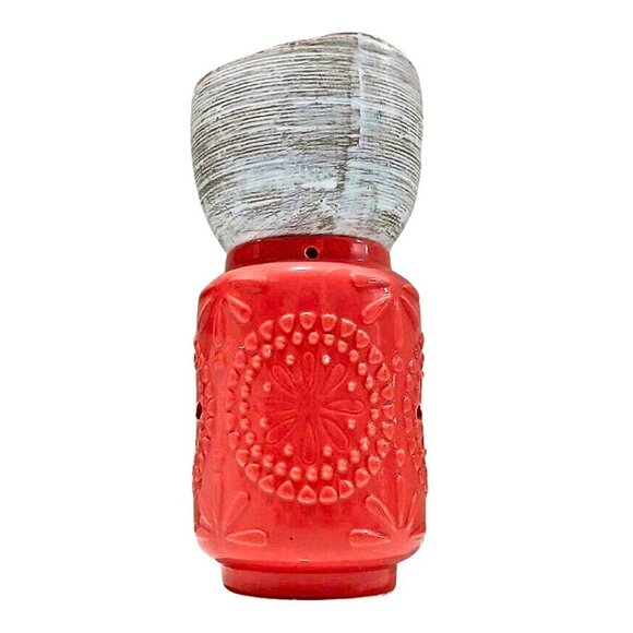 Ceramic Wax Warmer Salmon Red White Aromatherapy Melt Mandala Diffuser Rustic - Picture 2 of 6